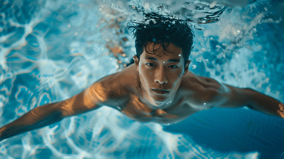创意泳池中游泳的男性摄影8