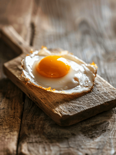 创意木材背景上生鲜鸡蛋早餐