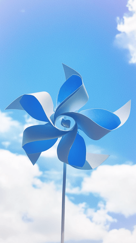 创意你好夏天蓝色纸风车背景