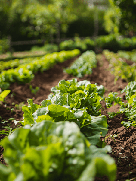 创意农场里的花园床配有绿色沙拉和卷心菜