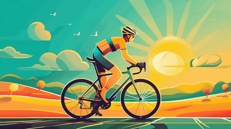 创意奥运自行车运动自行车比赛自行车运动员骑行插画