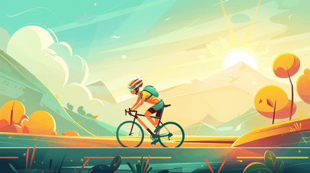 创意骑行自行车运动自行车比赛自行车运动员插画
