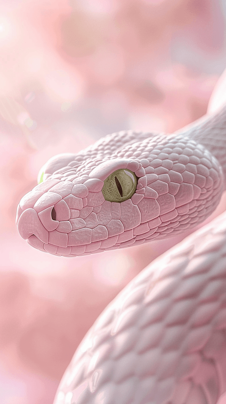 创意蛇年新年国风云朵里粉色蛇背景