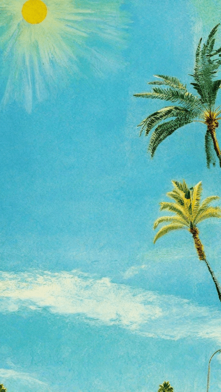 创意水彩风夏日海岛椰子树背景