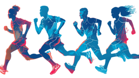 创意奥运会运动短跑长跑运动员彩色剪影元素体育竞技
