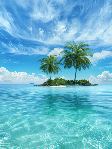 创意热带蓝色海洋和岛屿