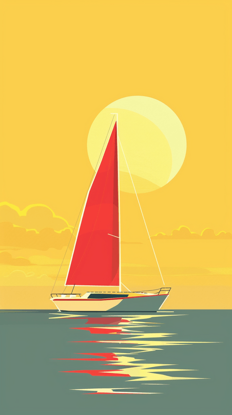 创意竞技运动帆船比赛海面帆船黄色背景