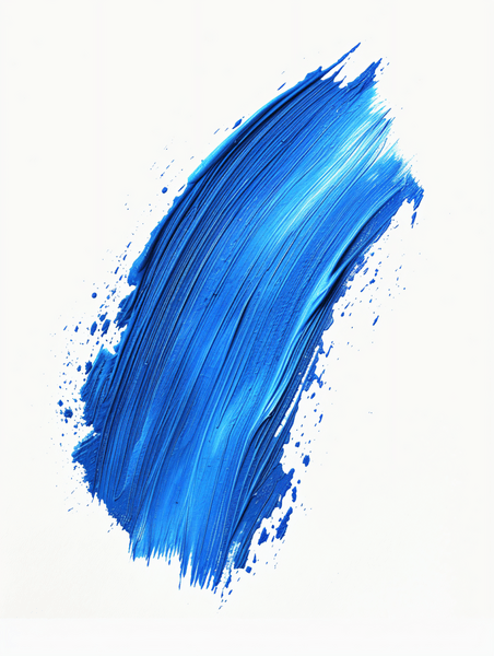 创意白纸画布上隔离的蓝色油漆画笔描边