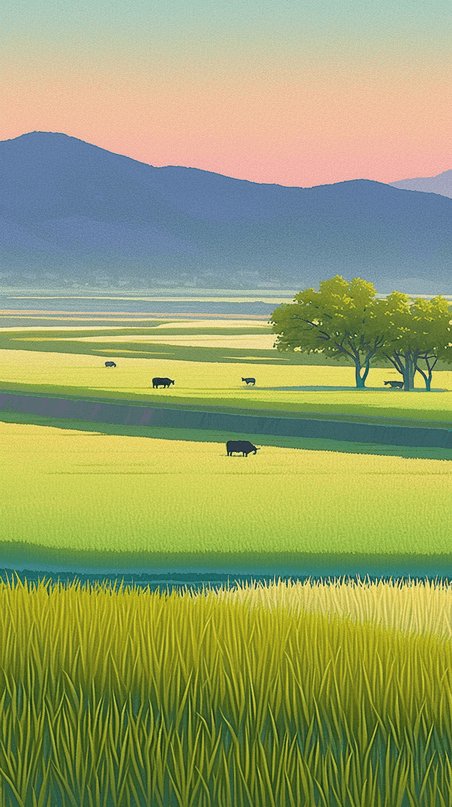 创意新疆旅游阿勒泰夏日牧场草场风景壁纸素材