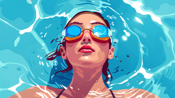 创意泳池中游泳的女性夏天夏季游泳8