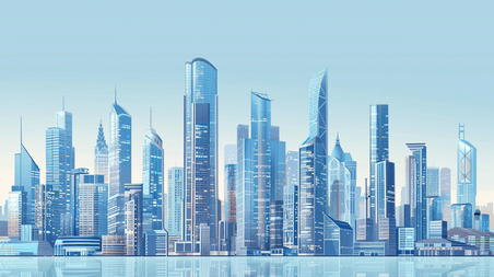 创意沿海城市建筑建设高楼大厦的背景图