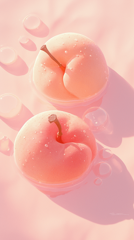 创意夏天清凉冰爽水果粉色水蜜桃设计