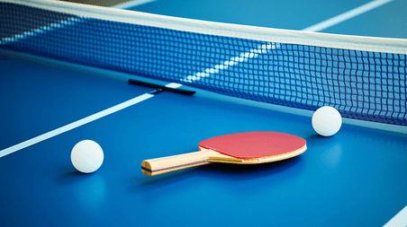 创意运动会奥运会球拍球网和乒乓球背景