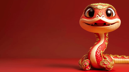 创意红金3D蛇年红色喜庆春节新年背景