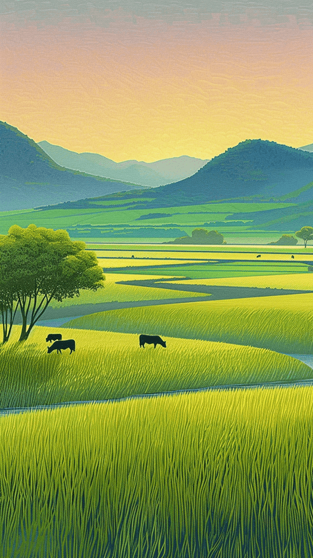 创意新疆阿勒泰夏天牧场草场风景壁纸背景
