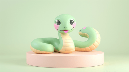 创意蛇年新年青粉色3D卡通萌蛇花蛇小蛇背景