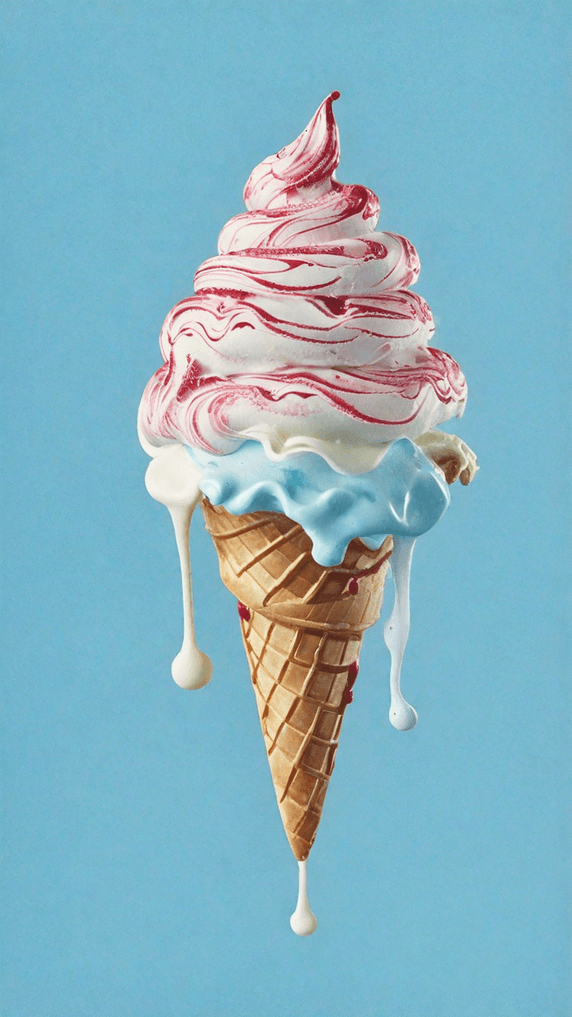 创意夏天冷饮3D草莓奶油冰淇淋球20背景素材