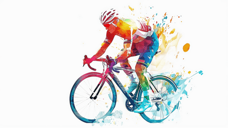 创意奥运会自行车比赛水彩风自行车运动员骑行背景