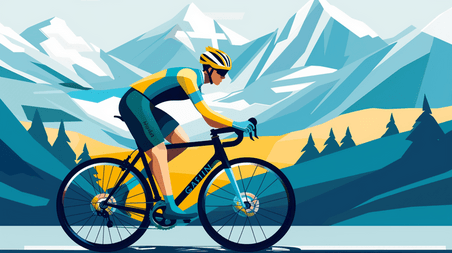 创意扁平水彩奥运会自行车比赛自行车运动员骑行背景