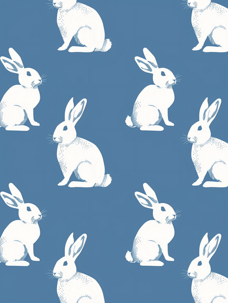 创意无缝背景与白兔动物卡通剪影