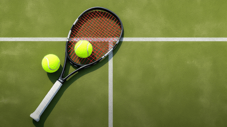 创意网球运动网球比赛网球拍和网球背景