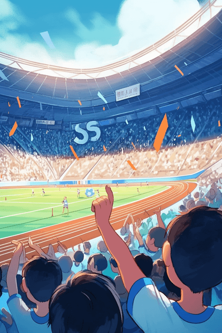 创意插画运动会欢呼足球运动场观众奥运会欧洲杯手绘海报