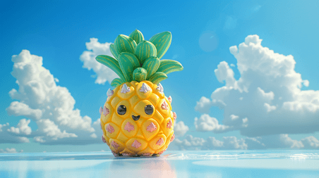 创意可爱卡通水果菠萝的插画