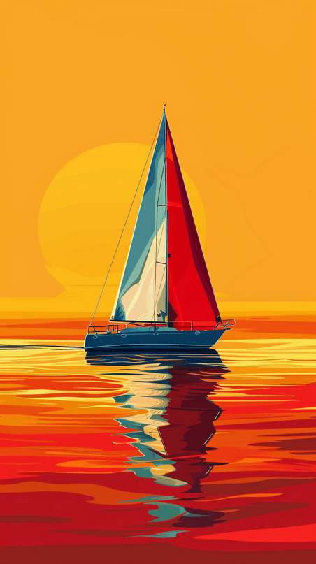 创意竞技运动帆船比赛帆船运动帆船黄色背景