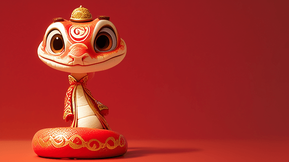 创意红金3D蛇年国风红色喜庆春节新年背景