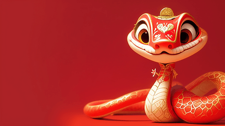 创意红金3D蛇年国风红色喜庆春节背景