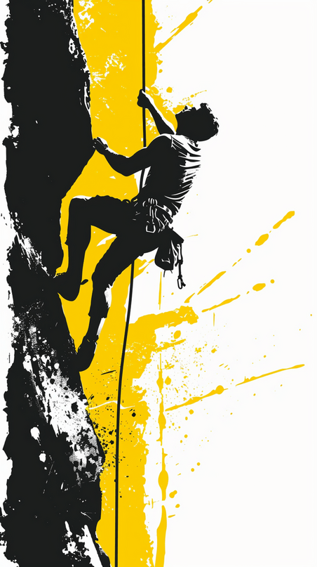 创意抽象黑色剪影攀岩比赛运动攀岩运动员背景