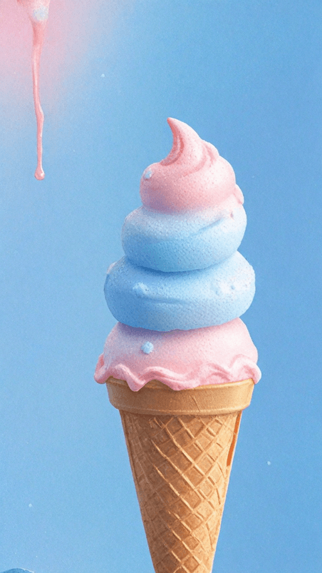创意夏天冷饮3D草莓奶油冰淇淋球设计图