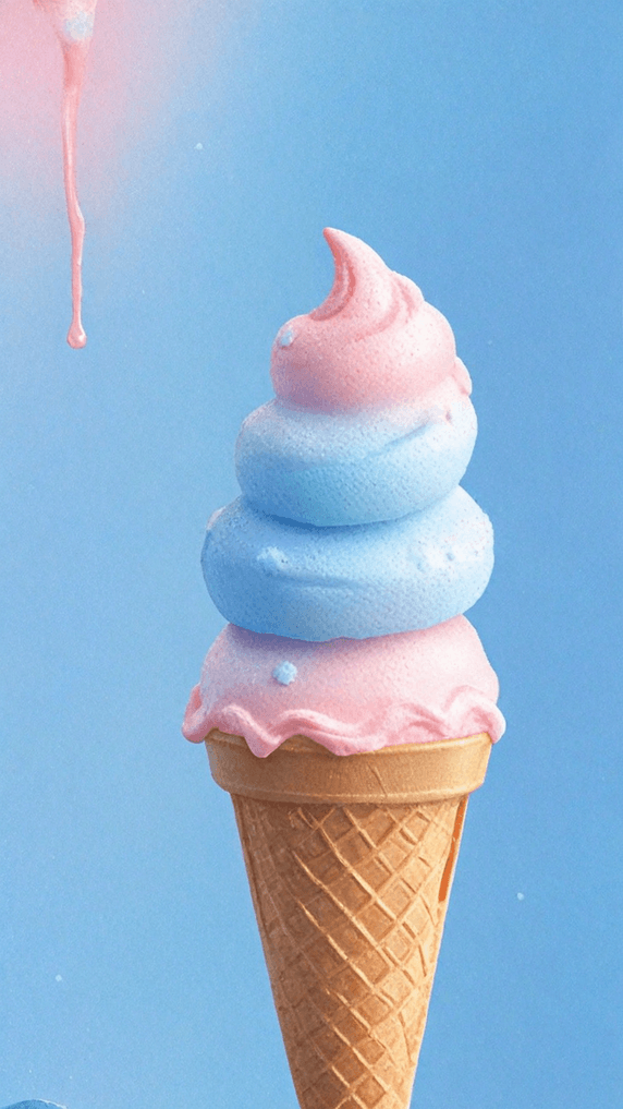 创意夏天冷饮3D草莓奶油冰淇淋球设计图