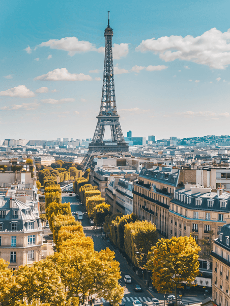 创意从法国巴黎凯旋门俯瞰巴黎风景