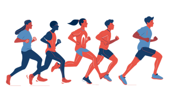 创意奥运会田径运动长跑运动员彩色剪影元素体育竞技