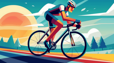 创意扁平插画奥运会自行车运动员骑行