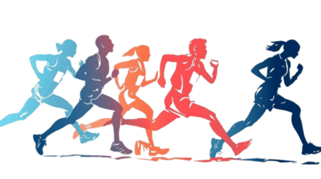 创意田径运动奥运会短跑长跑运动员彩色剪影元素体育竞技