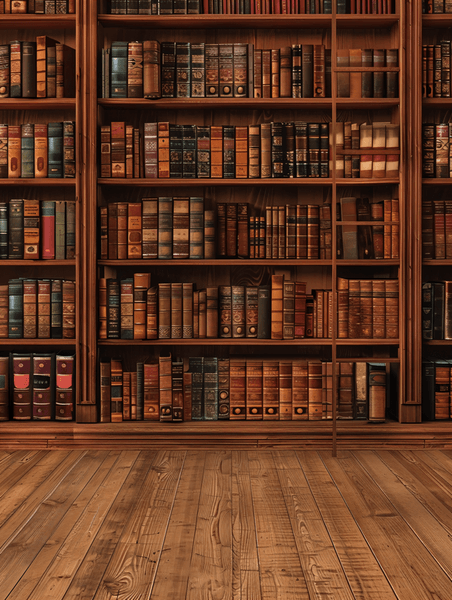 创意墙壁木质背景古典图书馆书籍或图书馆