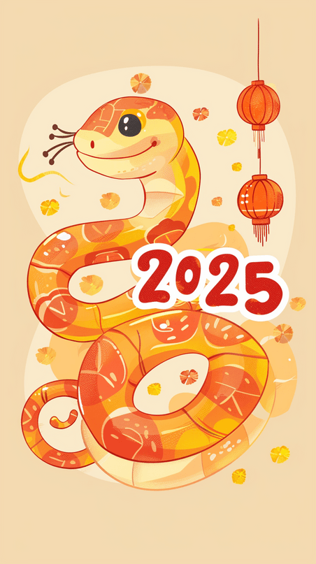 创意卡通传统新年蛇年可爱花纹蛇背景
