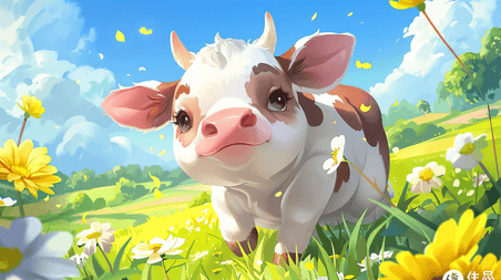创意草原卡通小奶牛牧场畜牧业乳业乳制品插画5