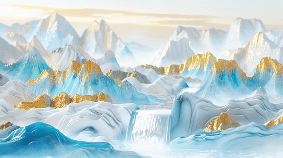 创意彩色清新河流山景景色抽象商务的背景图