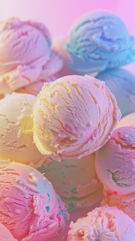 创意夏日清凉彩色冷饮冰淇淋球纹理背景素材