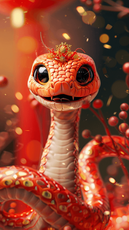 创意红金3D蛇年国风红色喜庆新年背景