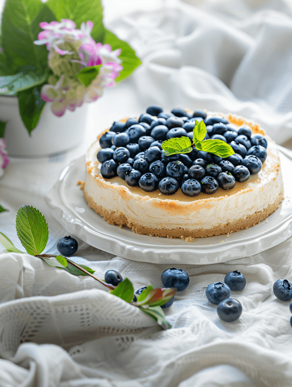 创意烤蓝莓圆形蛋糕餐饮美食蛋糕甜点甜食西点