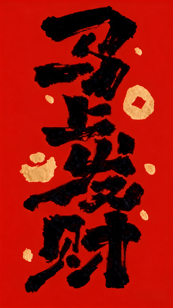 创意马上发财马年书法艺术字新年祝福语背景图片