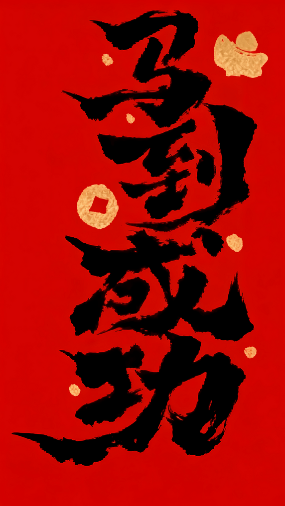 创意马到成功马年书法艺术字新年祝福语背景
