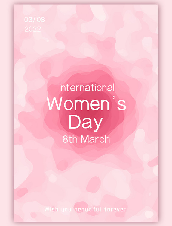 粉色简约浪漫抽象玫瑰花朵妇女节女神节海报
