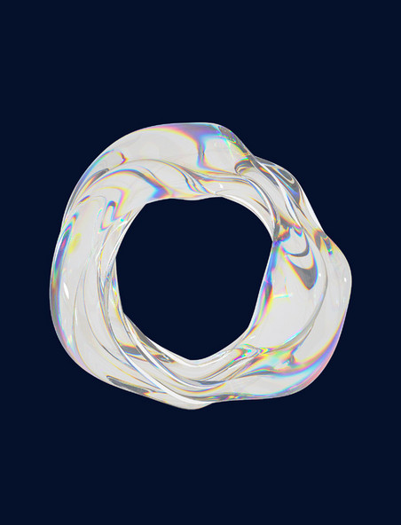3D全息幻彩透明酸性几何玻璃圆环