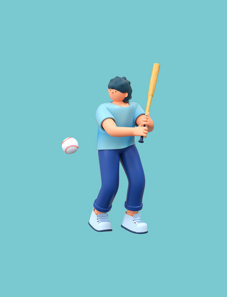 3D体育运动人物打棒球