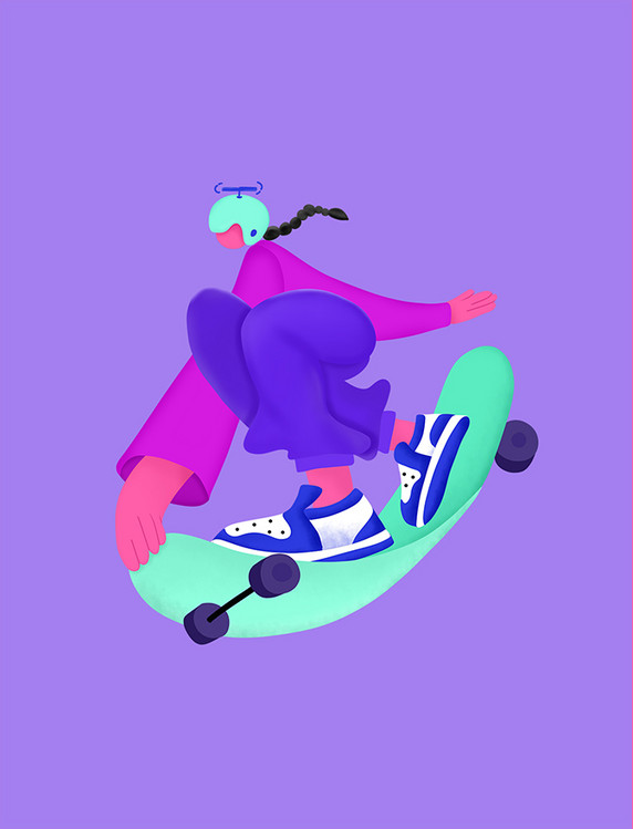 潮流街舞滑板人物插画